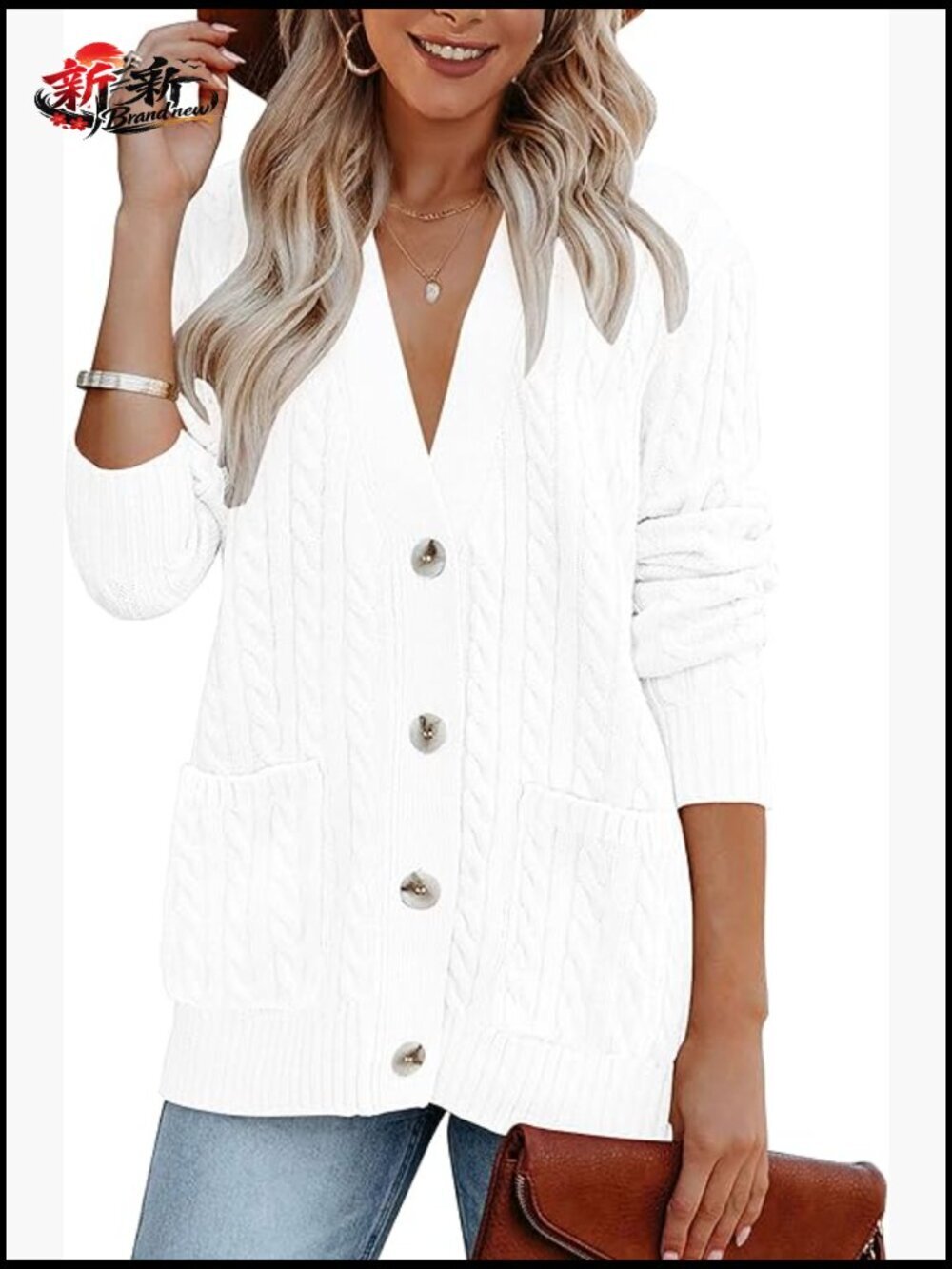 Cable Knit Button Up Open Front Long Sleeve Cardigan Coat
